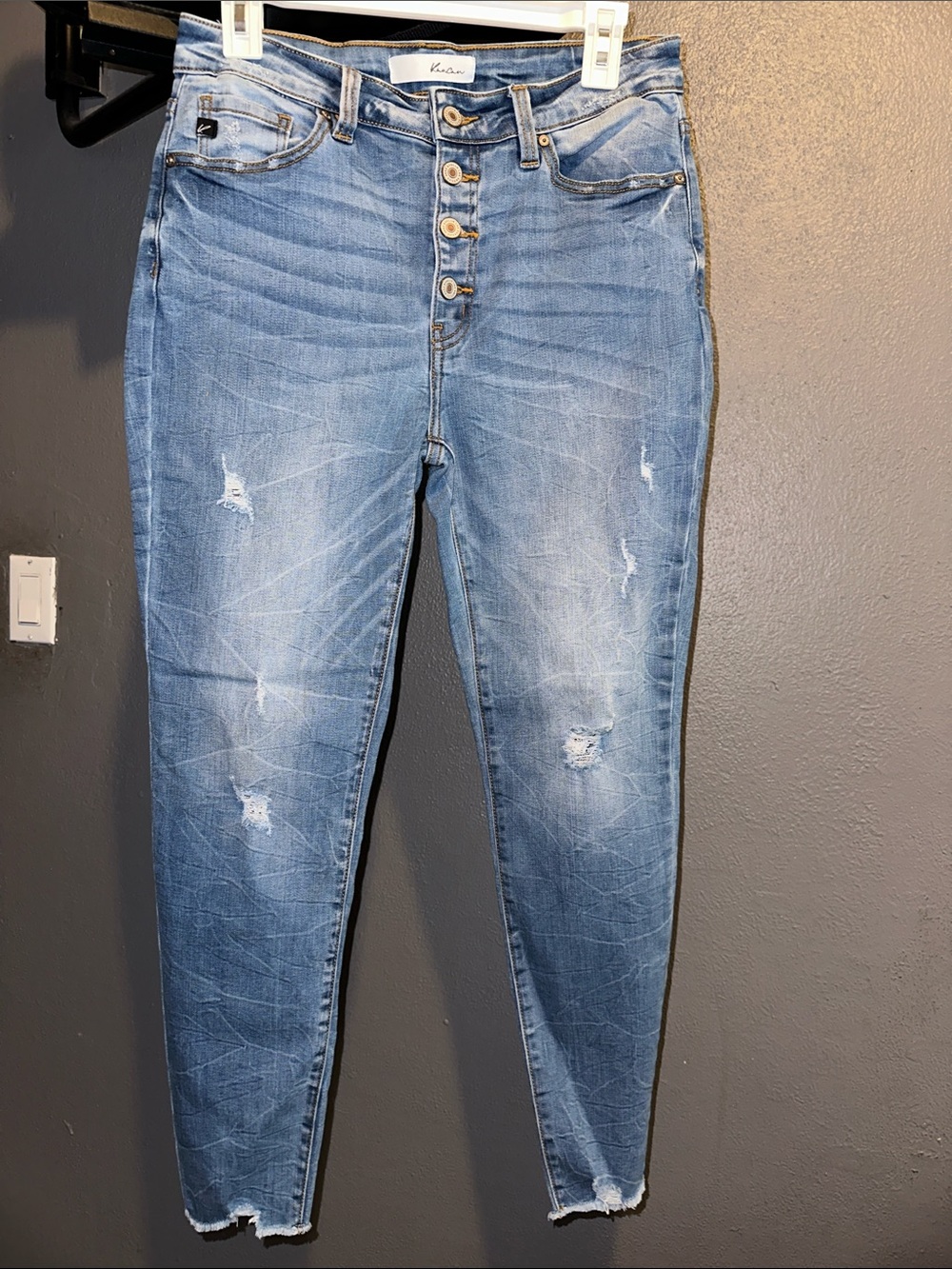 KanCan Light Blue Distressed High-Rise Skinny Jeans